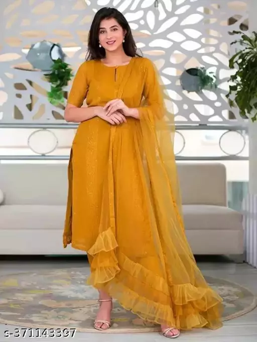 Women's Ethnics Embrodered Dupatta Set With Pant